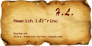 Hemrich Lőrinc névjegykártya